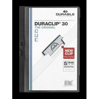 Langlebig - Klemmmappe Duraclip A4 3mm 30 Blatt schwarz | 25 Stück