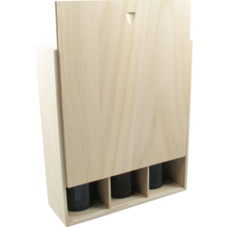 Caisse à vin pour 3 bouteilles 340x285x95mm avec couvercle coulissant en Paulonia