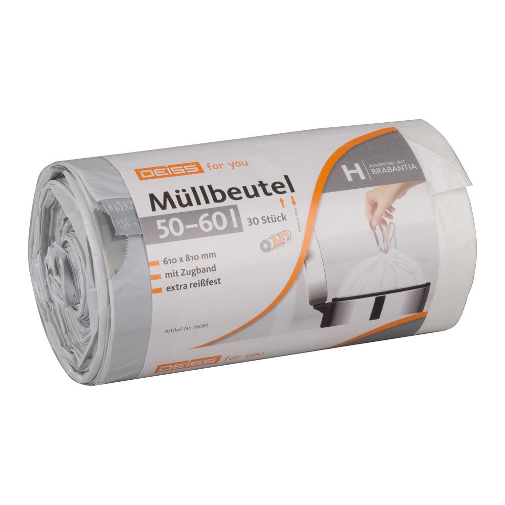 Klika - Afvalzakken (pe) wit 61 x 81 cm 28 micron 50-60 liter trekkoord (brabantia code h) | 2 stuks