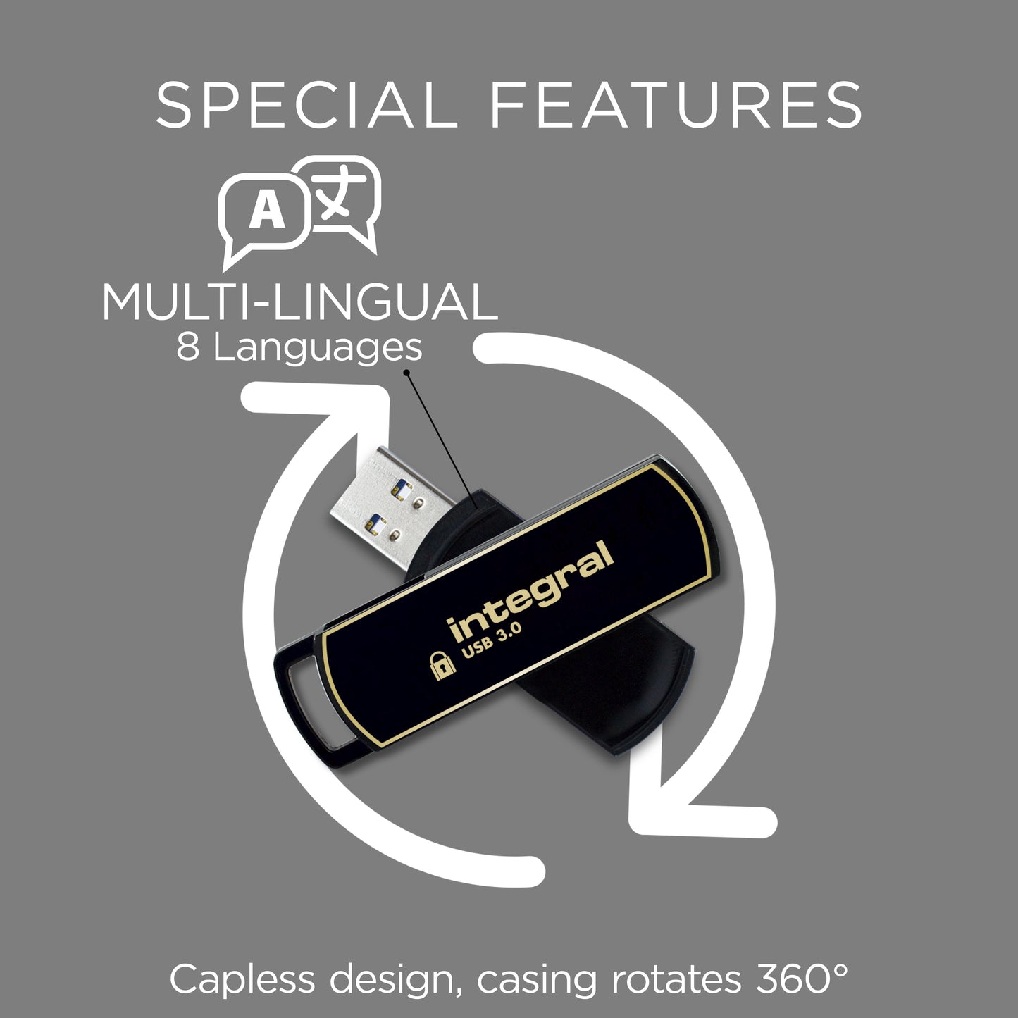 Integral - INFD16GB360SEC3.0 USB flash drive 16 GB USB Type-A 3.2 Gen 1 (3.1 Gen 1) Zwart, Goud