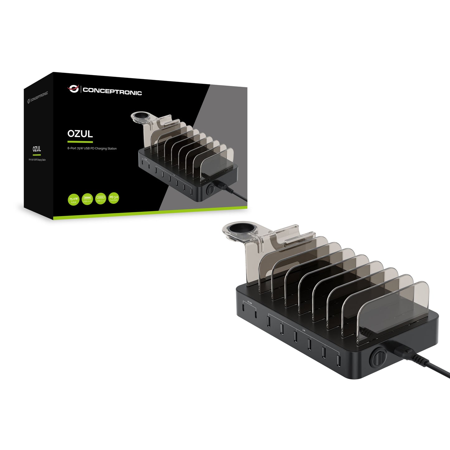 CONCEPTRONIC - OZUL02B oplader voor mobiele apparatuur Universeel Zwart AC Binnen