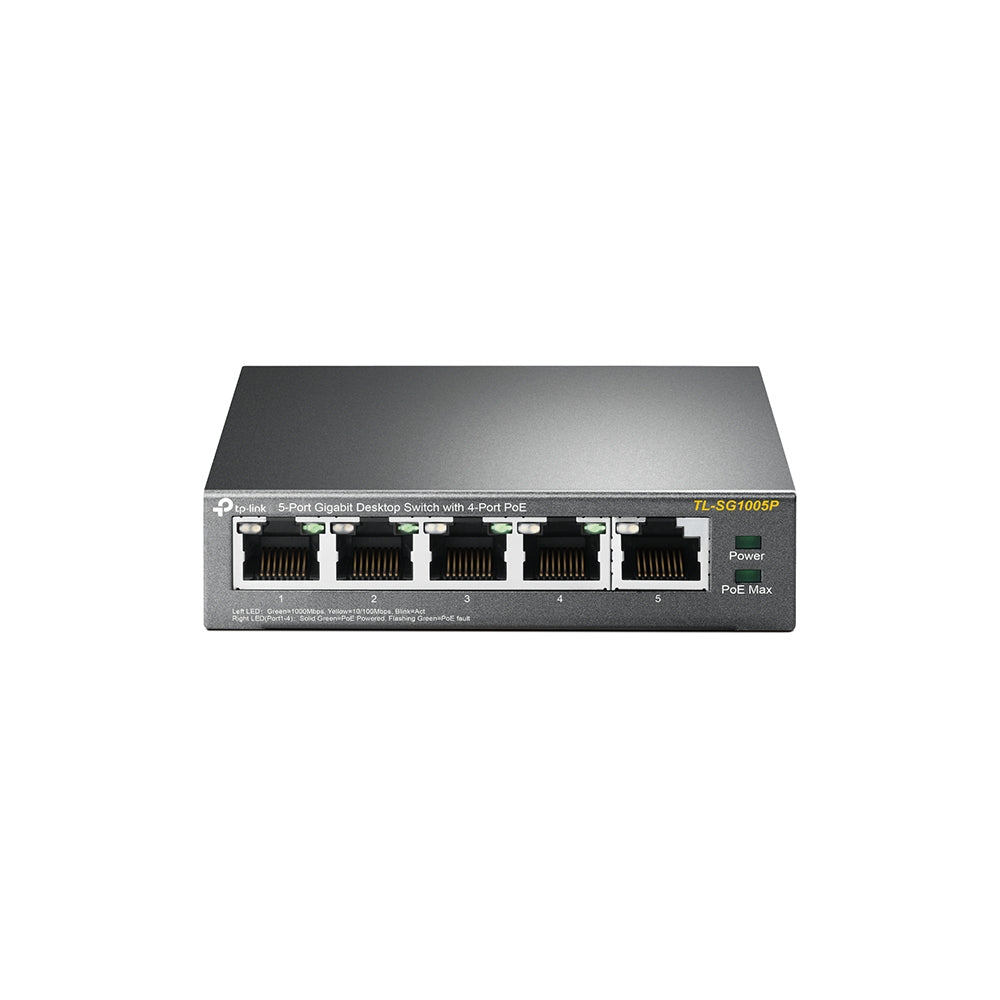 TP-Link - TL-SG1005P Unmanaged Gigabit Ethernet (10/100/1000) Power over Ethernet (PoE) Zwart