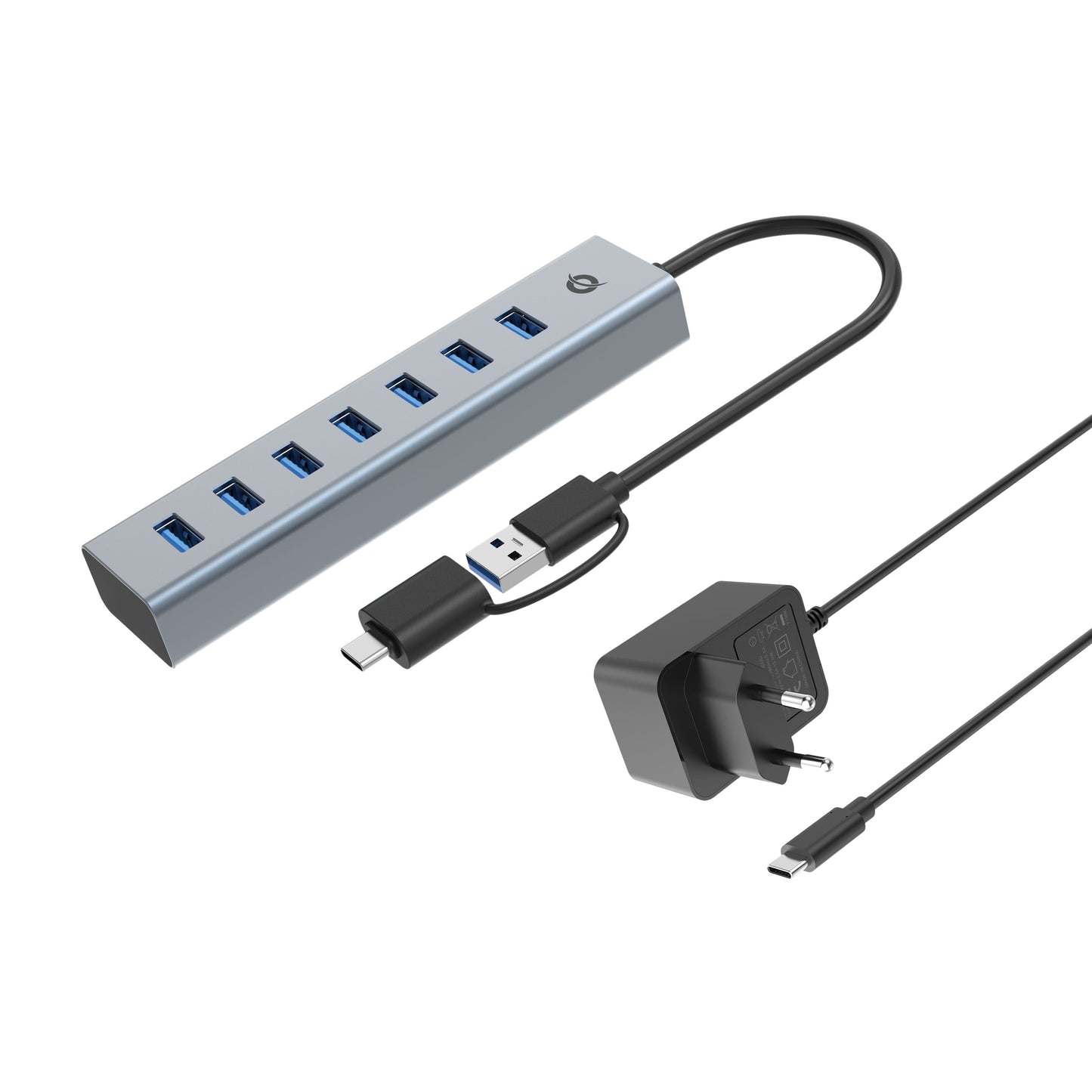 CONCEPTRONIC - HUBBIES21GP interface hub USB 3.2 Gen 1 (3.1 Gen 1) Type-A 5000 Mbit/s Grijs