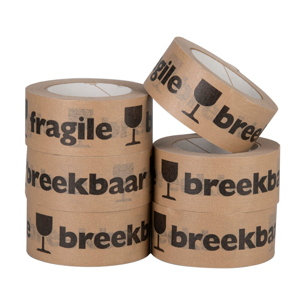 Klika - Kraft e 'fragile fragile' 50 mm x 50 mètres marron | 6 pièces