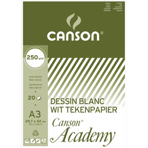 Canson – Zeichenpapier Academy, 250 g, ft 29,7 x 42 cm, A3, Block mit 20 Blatt