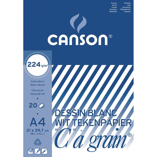 Canson - Bloc de dessin C à grain 224 g / m², ft 21 x 29,7 cm (A4)