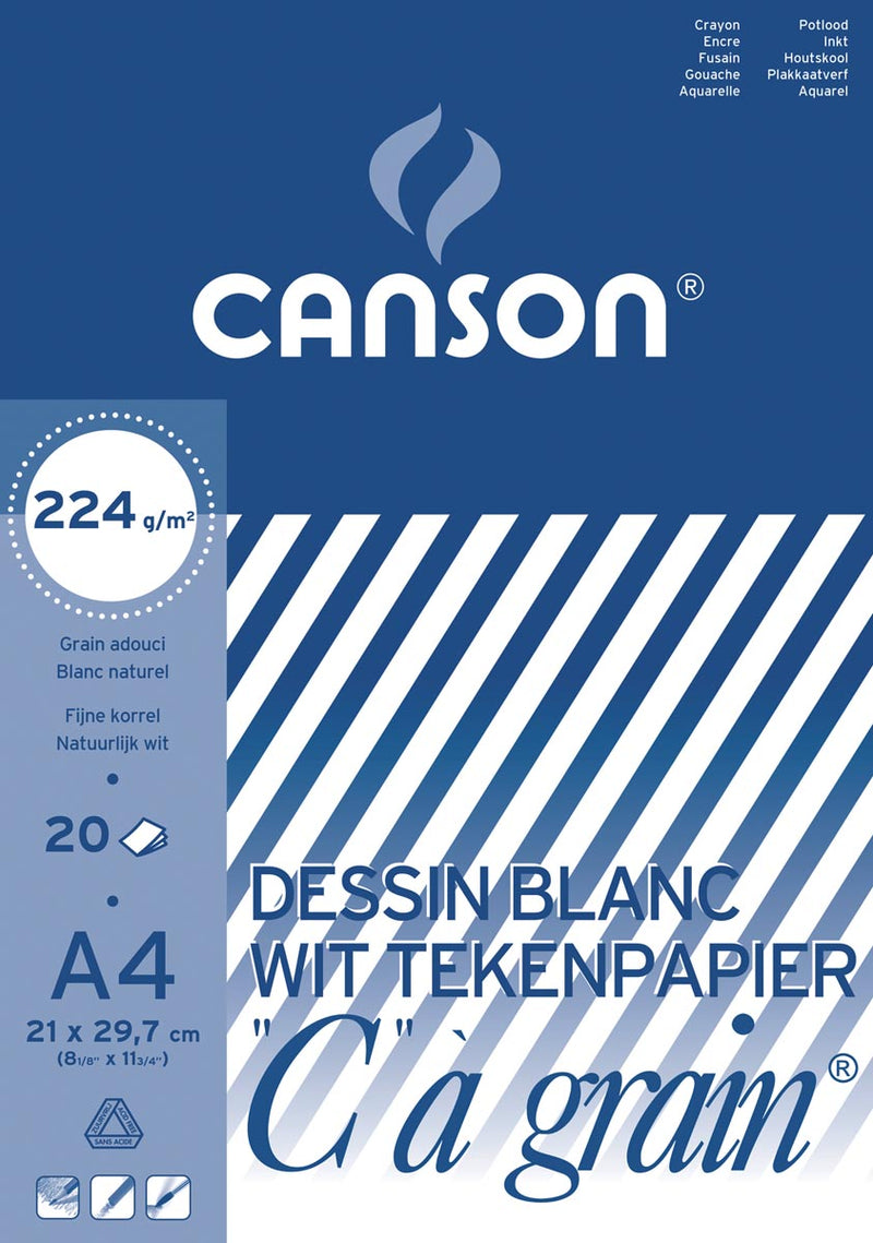 Canson - bloc à dessin C à grain 224 g/m², ft 21 x 29,7 cm (A4)