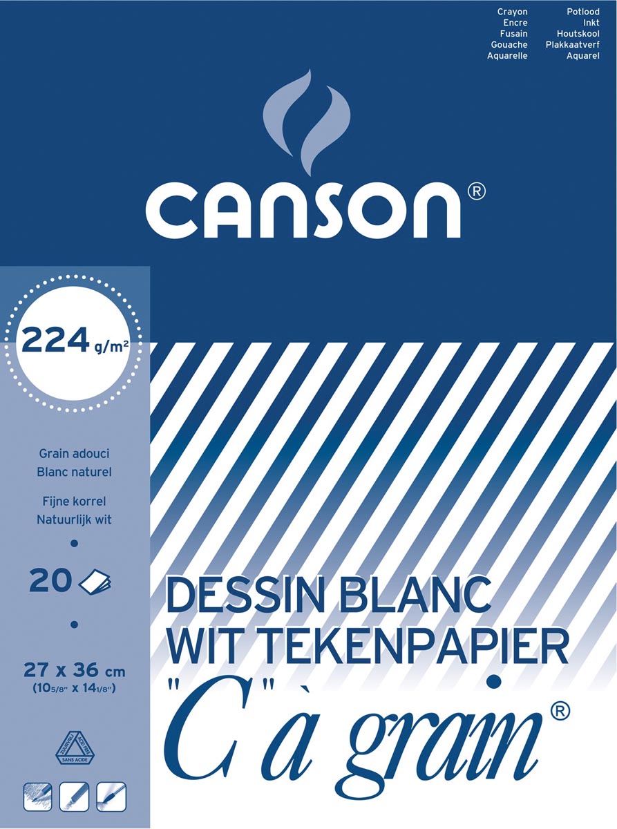 Canson -  tekenblok C à grain 224 g/m², ft 27 x 36 cm