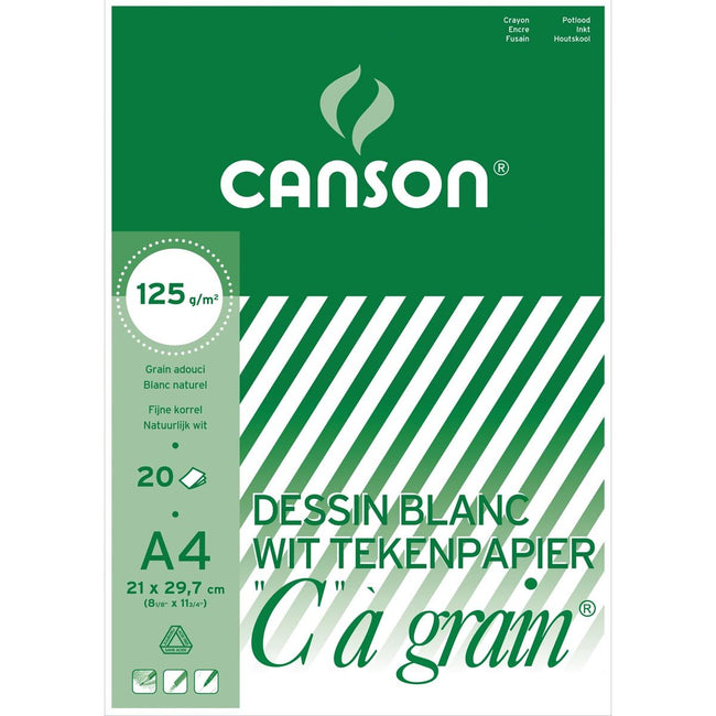 Canson - Bloc à dessin C à grain 125 g/m², pi 21 x 29,7 cm (A4)