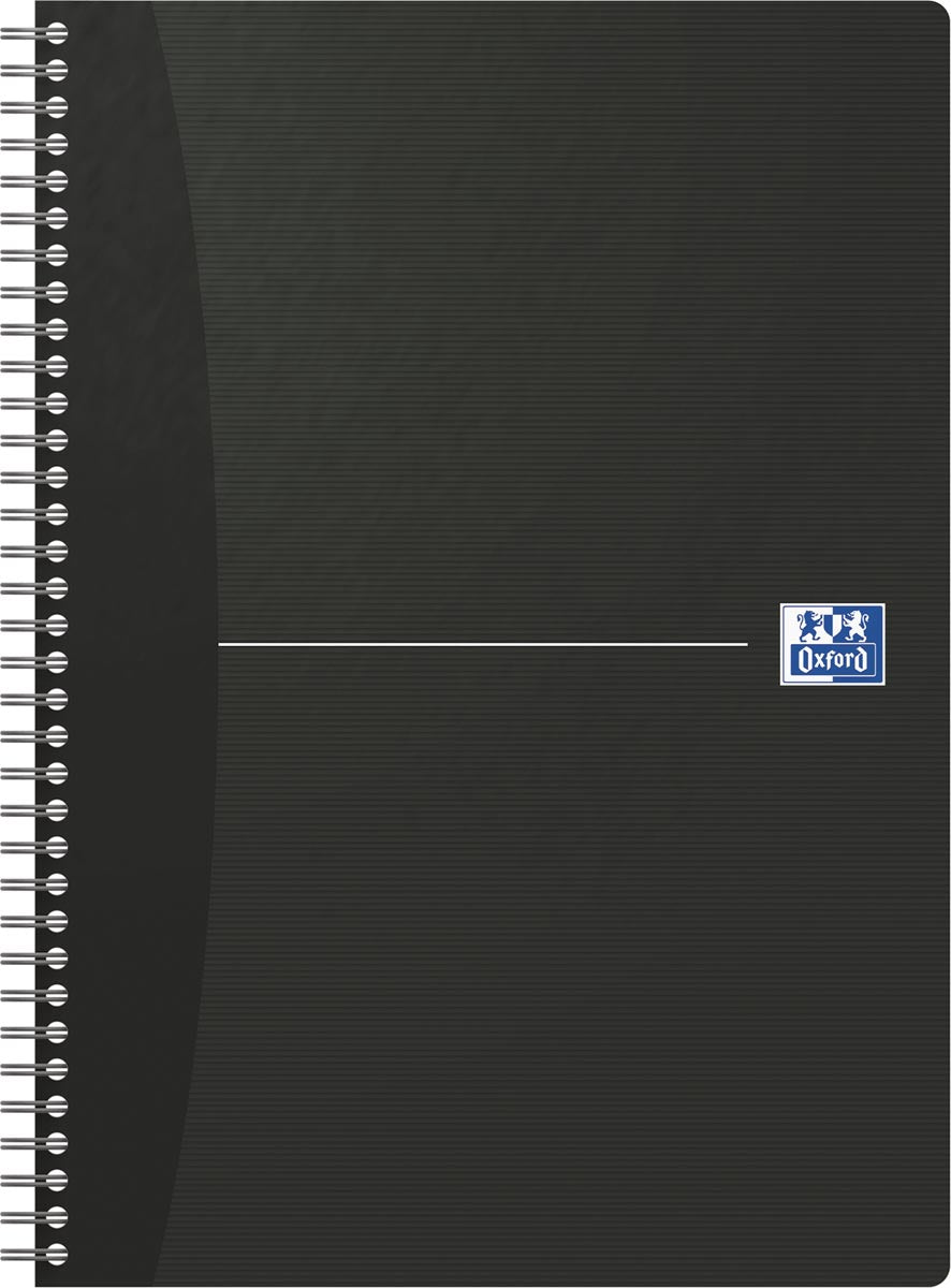 Oxford - Carnet à spirales Essentials, 180 pages, ft A4, quadrillé 5 mm, noir