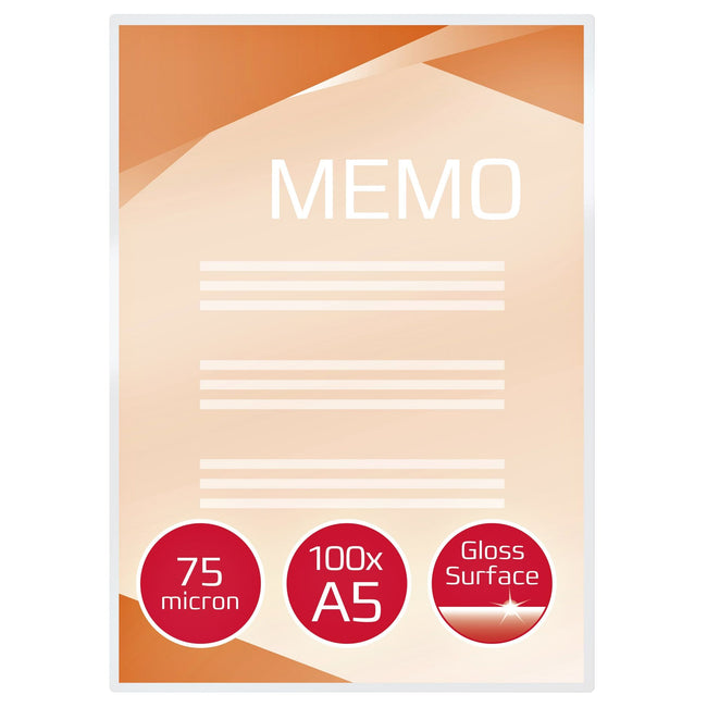 GBC -  Document Lamineerhoezen A5 2x75 micron Glanzend (100)