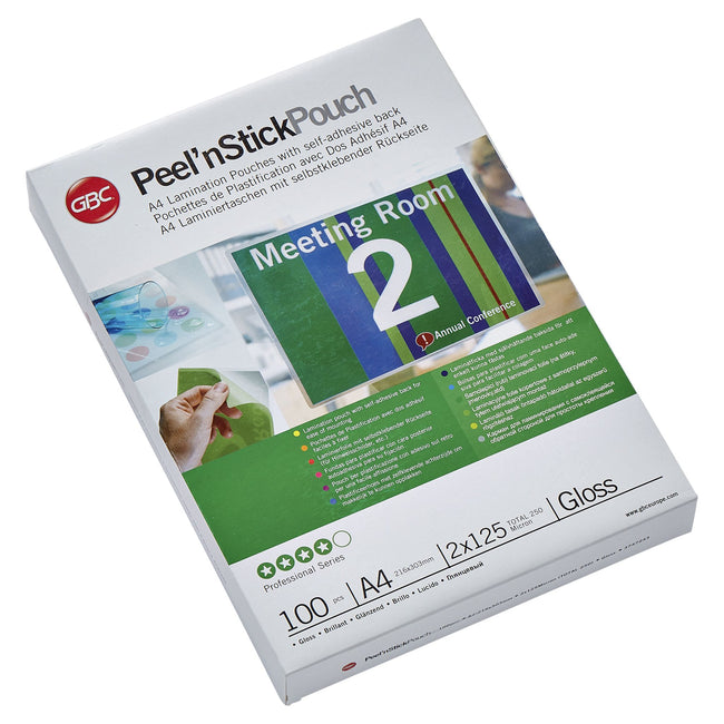GBC -  Peel`n Stick Lamineerhoezen A4 2x125 micron Glanzend (100)