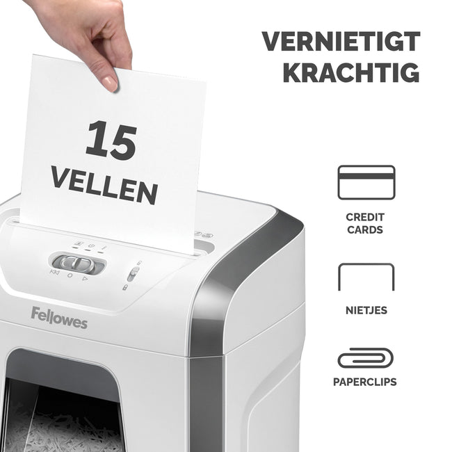 Fellowes -  15C papiervernietiger Kruisversnippering 22,4 cm Wit