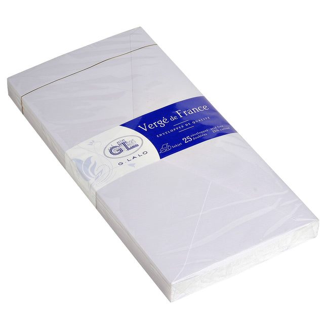 G.LALO - Banque d'enveloppes DL 110x220mm gommée laquée blanc pack de 25 pièces