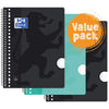 Oxford - Bloc de cours School A4+ ligne 23 trous 160 pages 80gr pack économique assorti de 3 pièces
