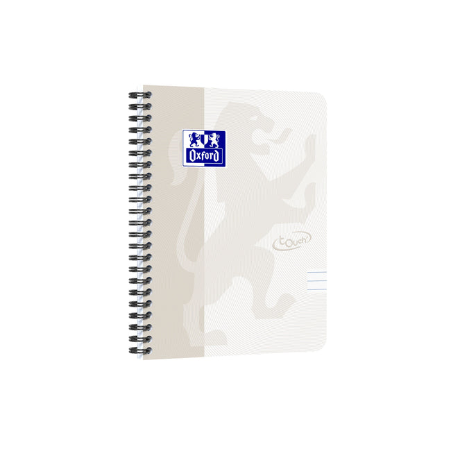 Oxford - Bloc spirale Touch A5 ligne 140 pages 80gr gris clair