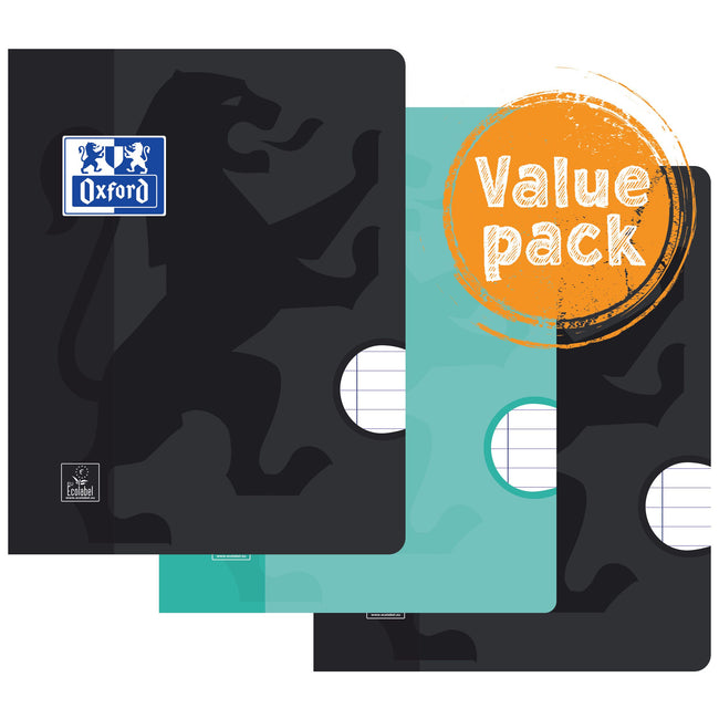 Oxford - Cahier d'écolier A5 ligne 72 pages 80gr assorti lot de 3