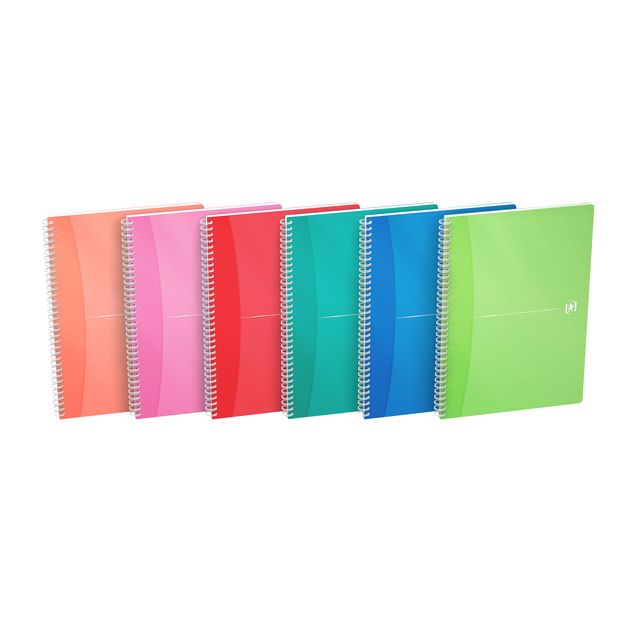 Oxford - Bloc spirale MyColours A4 90 feuilles ligne assorties | 5 pièces