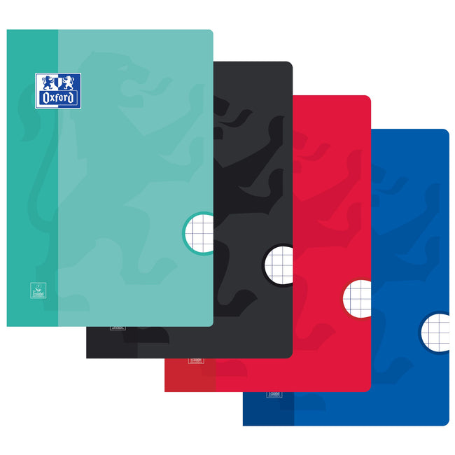 Oxford - Cahier d'écolier A4 diamant 10x10mm 72 pages 80gr assortis | 10 pièces