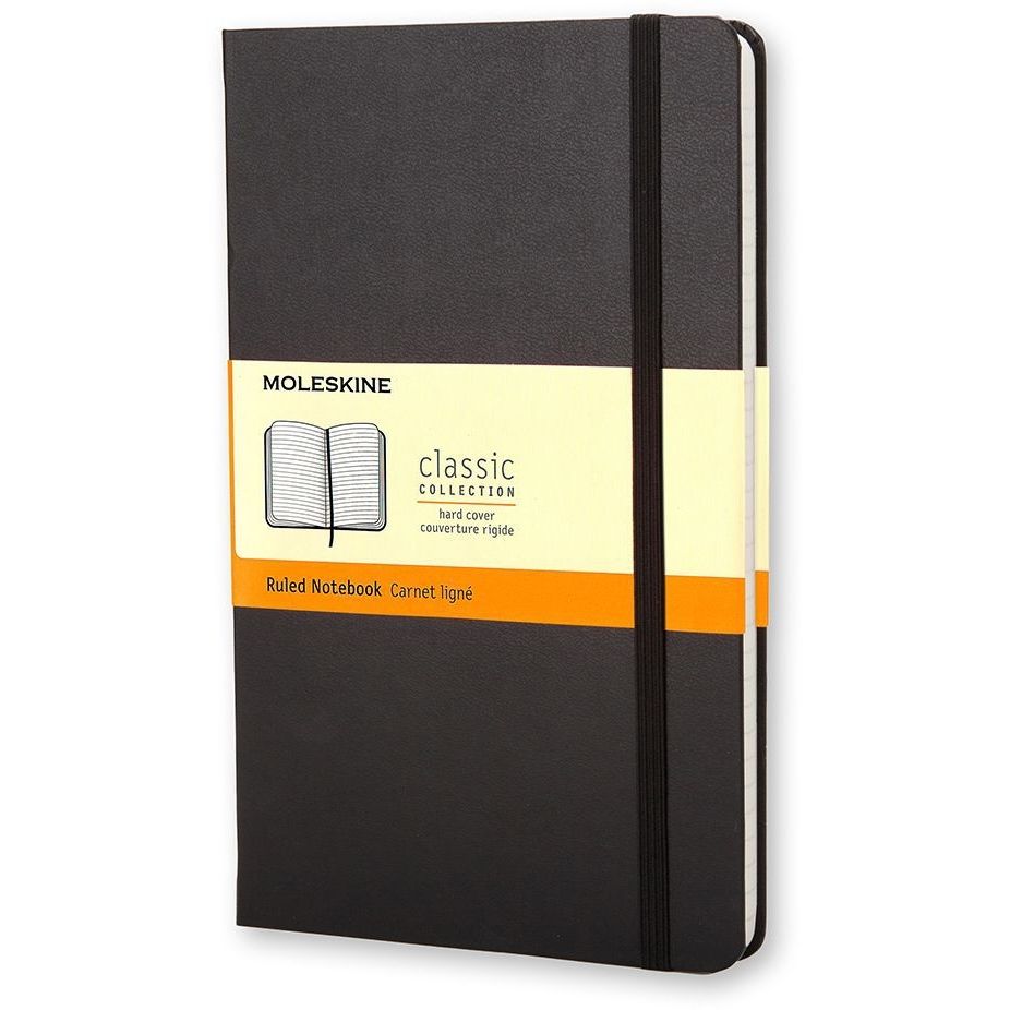 Moleskine - Carnet grand format ligne 130x210mm couverture rigide noir