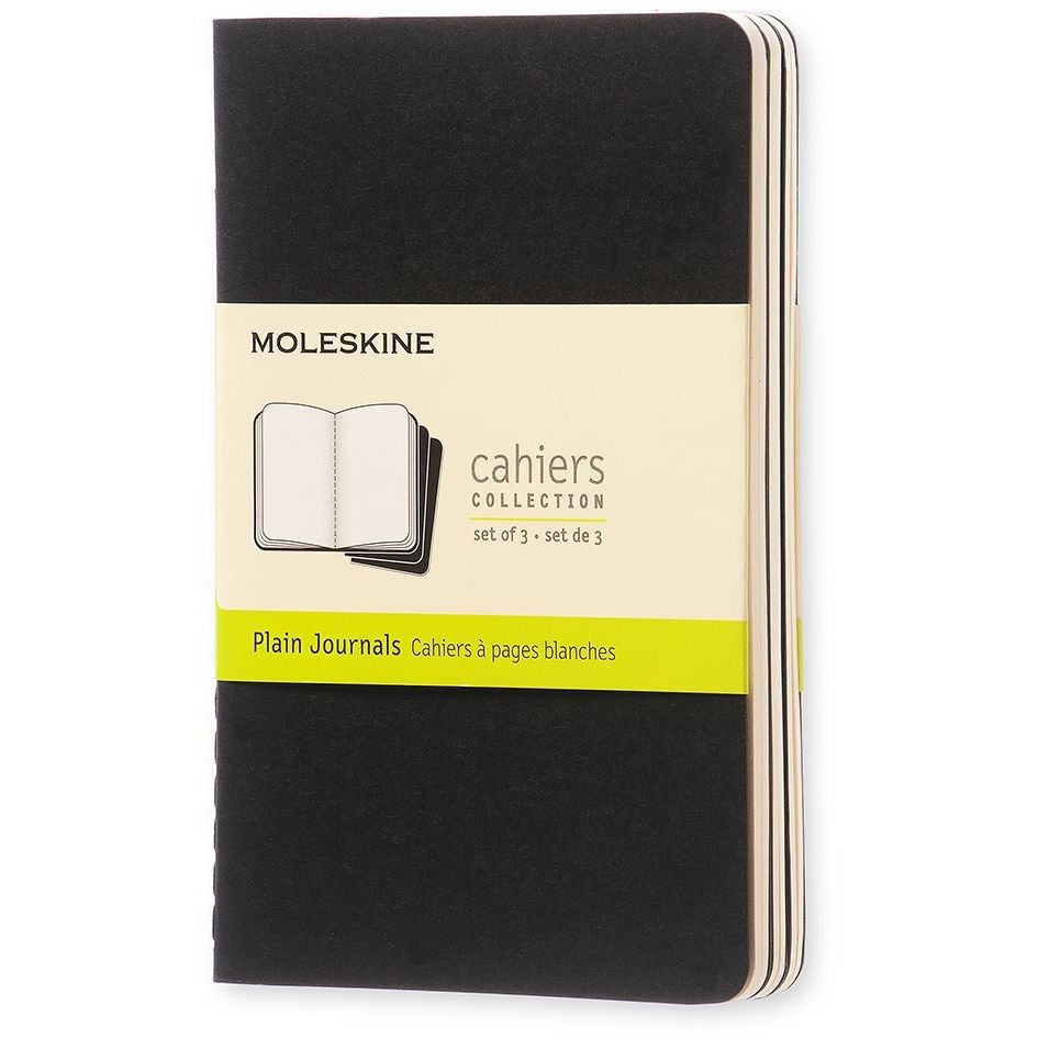 Moleskine - Carnet 90x140mm vierge 240 pages 70gr noir lot de 3 pièces