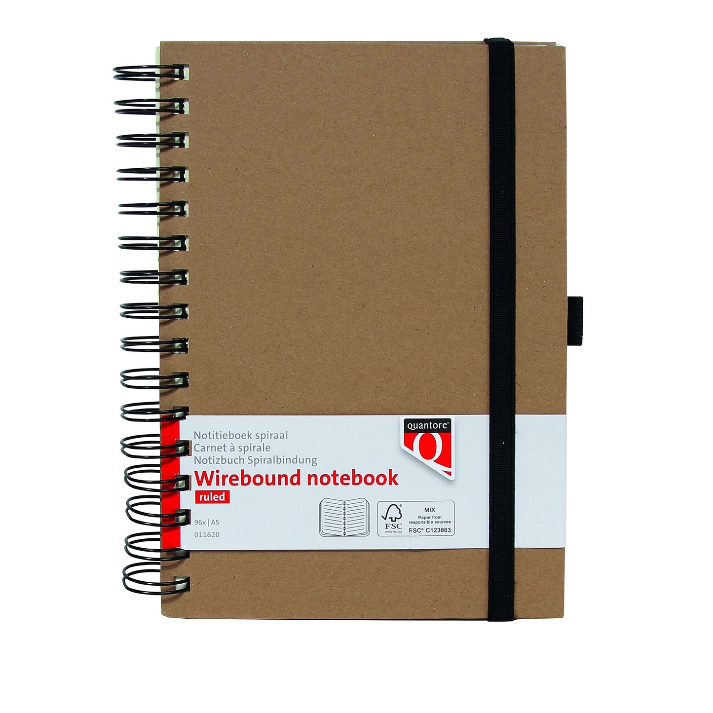 Quantore - Carnet A5 lignes spirales 192 pages 80gr kraft