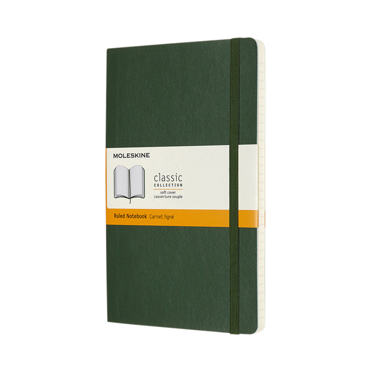Moleskine - Carnet grand format ligne 130x210mm couverture souple vert myrte