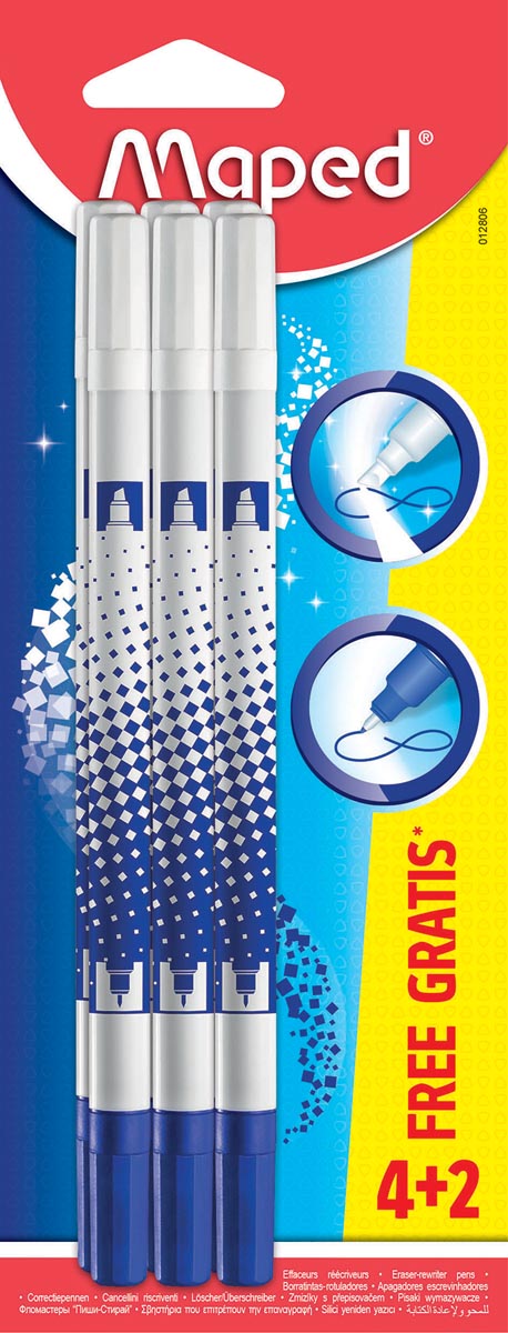 Maped - blister gomme à encre 4 + 2 pièces