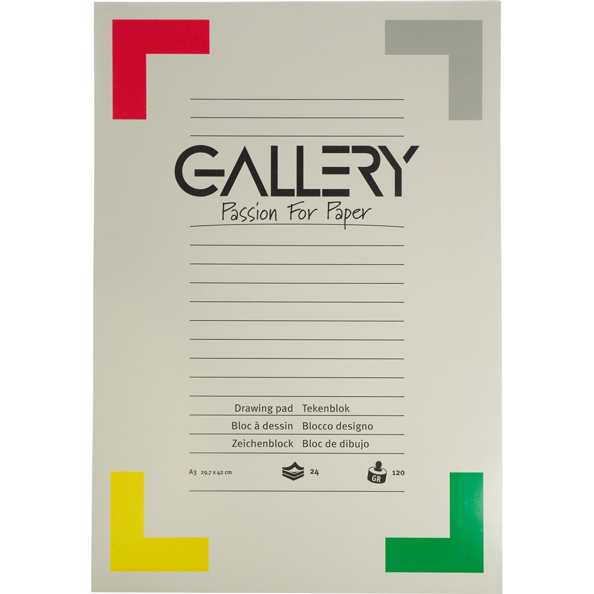 Gallery - Gallery tekenpapier, 120 g, ft 29,7 x 42 cm, A3, houtvrij papier, blok van 24 vel