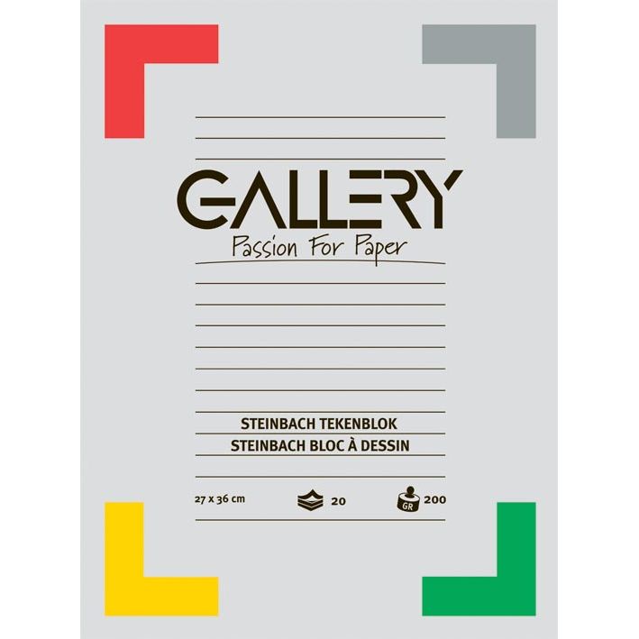 Gallery - Papier à dessin Steinbach, 200 g, pi 27 x 36 cm, bloc de 20 feuilles