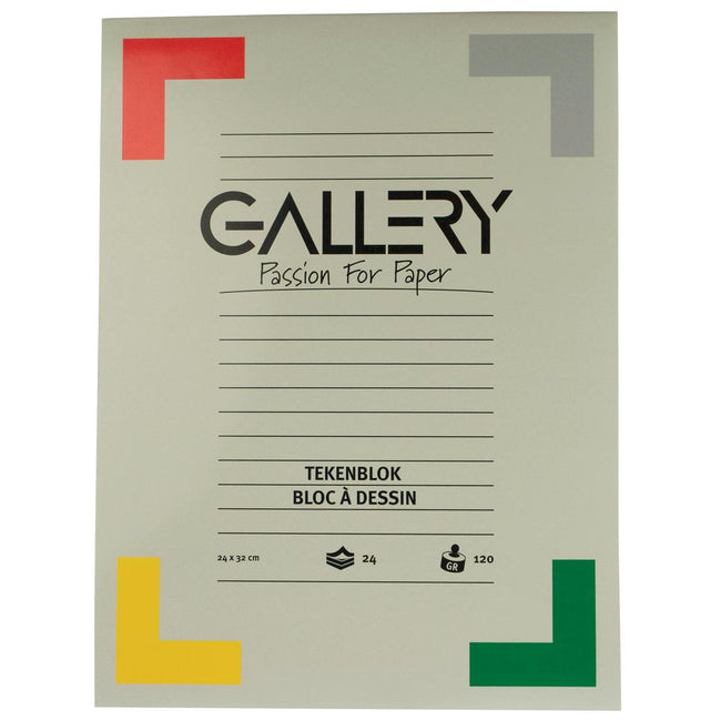 Gallery -   tekenpapier, 120 g, ft 24 x 32 cm, houtvrij papier, blok van 24 vel