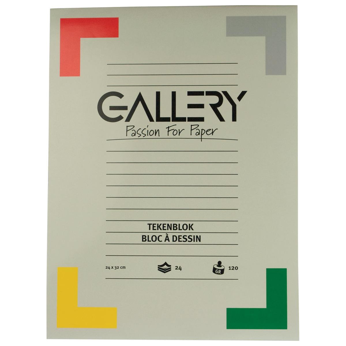 Gallery - Gallery tekenpapier, 120 g, ft 24 x 32 cm, houtvrij papier, blok van 24 vel