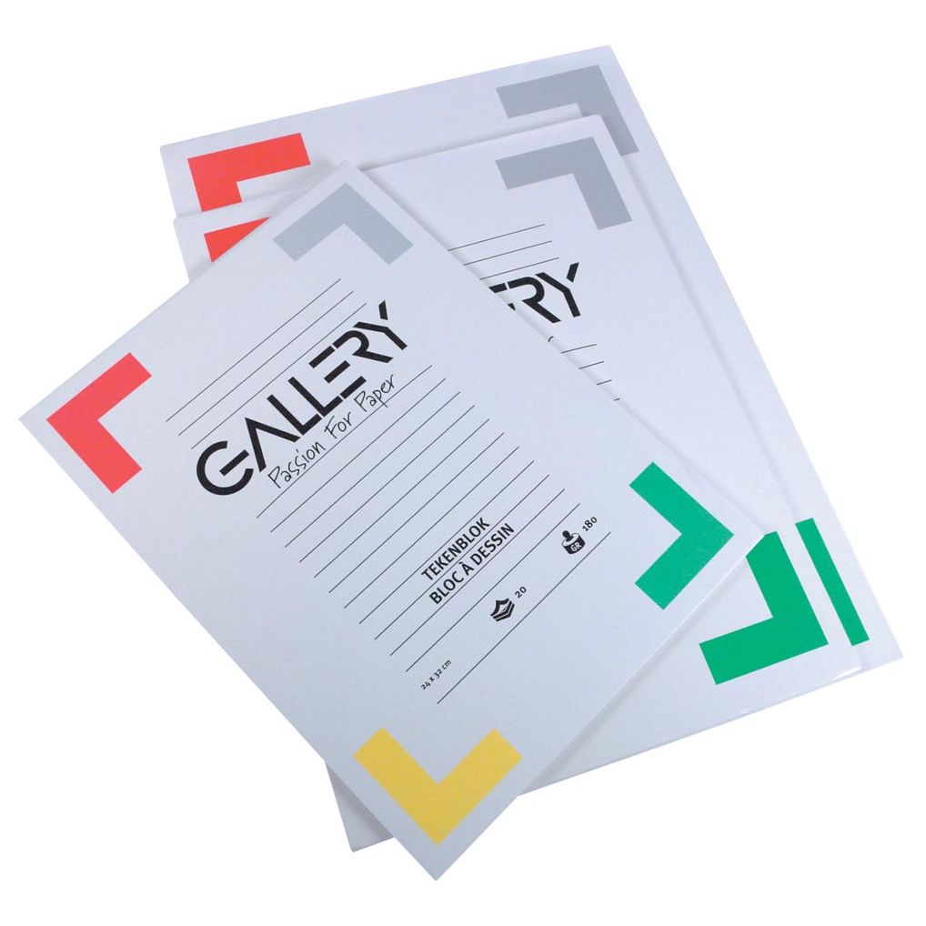 Gallery -   tekenpapier, 190 g, ft 24 x 32 cm, extra zwaar houtvrij papier, blok van 20 vel