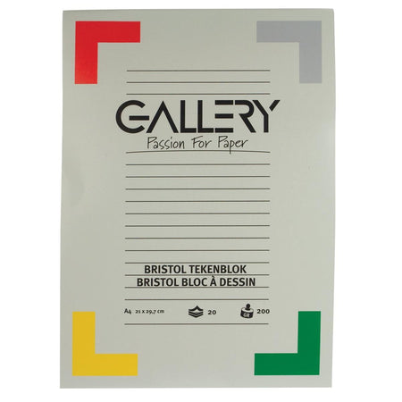 Gallery - Papier à dessin Bristol, 200 g, pi 21 x 29,7 cm, A4, bloc de 20 feuilles