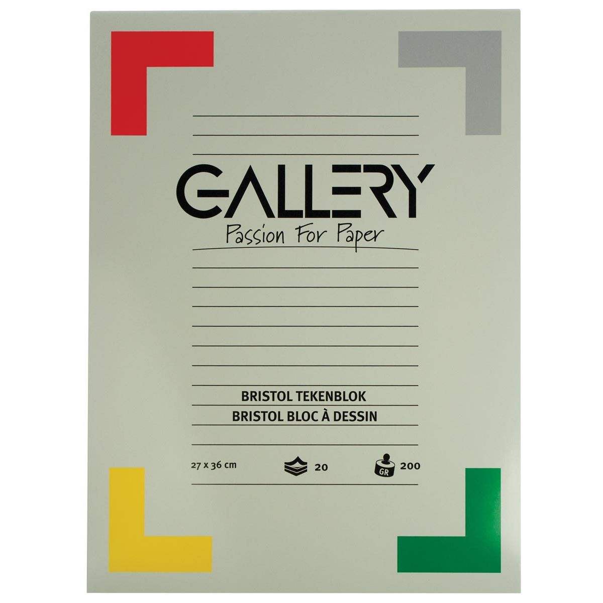 Gallery - Papier à dessin Bristol, 200 g, pi 27 x 36 cm, bloc de 20 feuilles