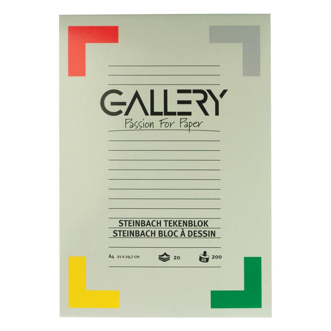 Gallery - Gallery Steinbach tekenpapier, 200 g, ft 21 x 29,7 cm, A4, gekorreld, blok van 20 vel