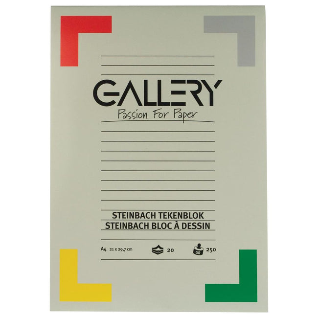 Gallery - Gallery Steinbach tekenpapier, 250 g, ft 21 x 29,7 cm, A4, gekorreld, blok van 20 vel