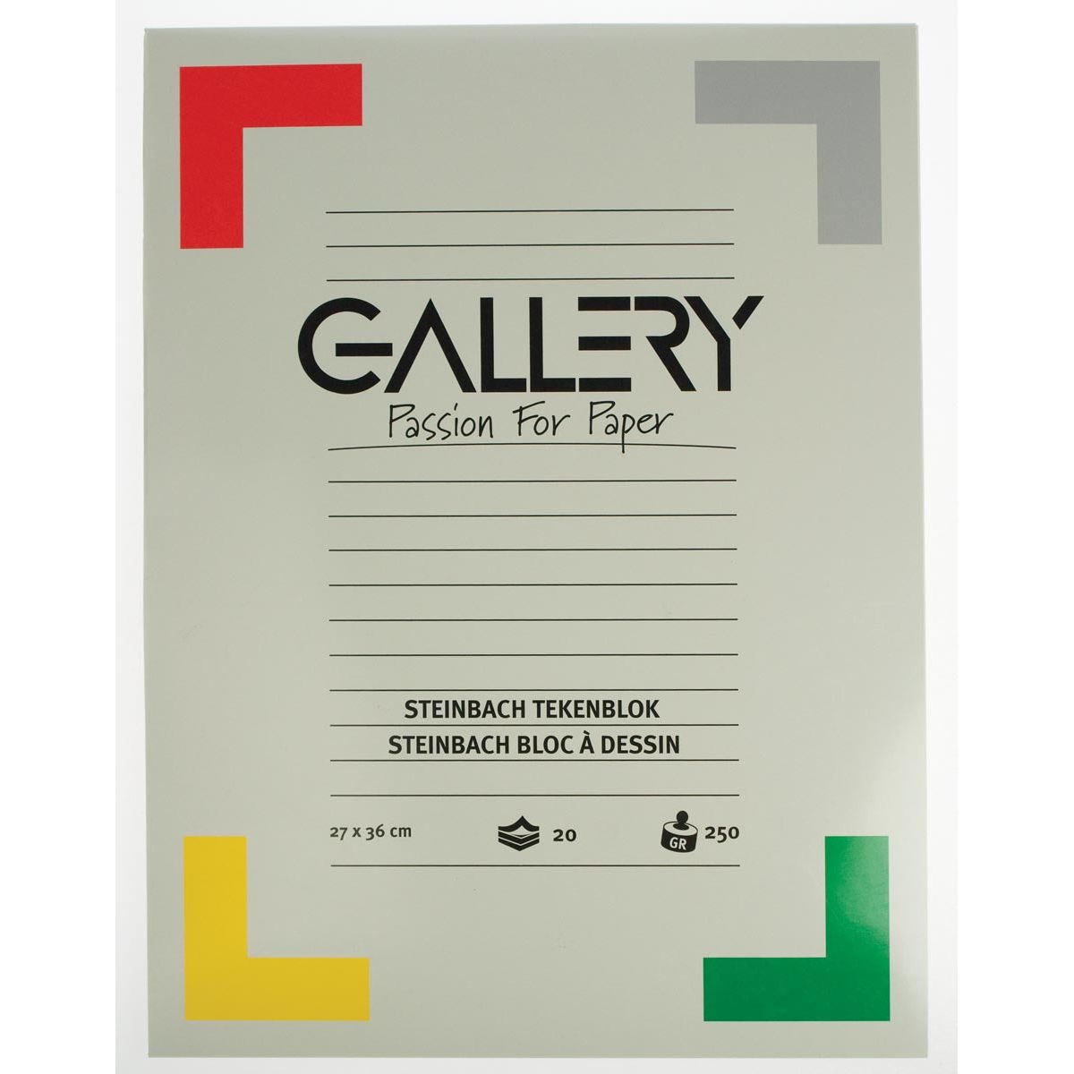 Gallery - Gallery Steinbach tekenpapier, 250 g, ft 27 x 36 cm, gekorreld, blok van 20 vel