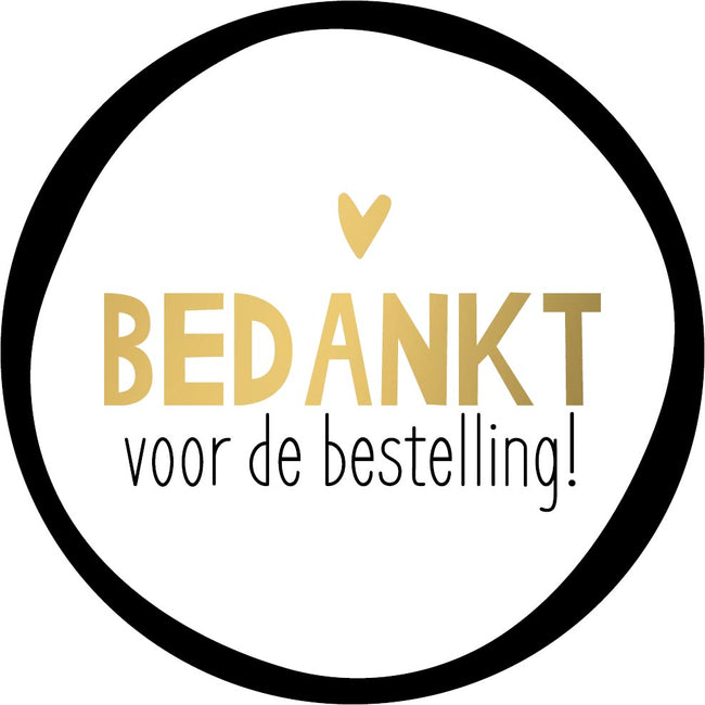 Klika -  KP etiket Bedankt voor de bestelling, diameter 40 mm, rol van 250 stuks