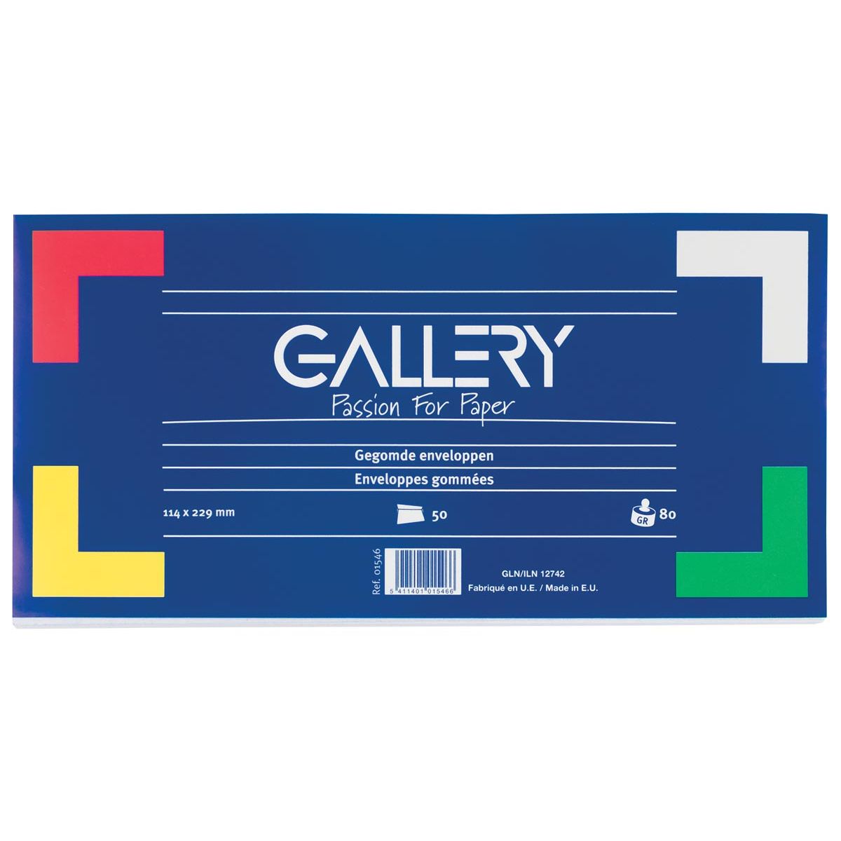 Galerie - enveloppes pi 114 x 229 mm, gommées, paquet de 50