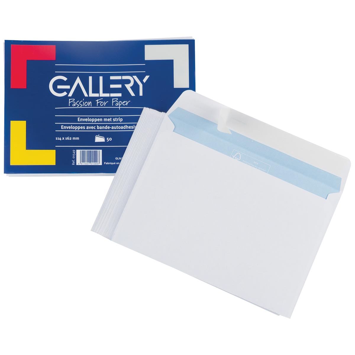 Gallery -   enveloppen ft 114 x 162 mm, stripsluiting, pak van 50 stuks