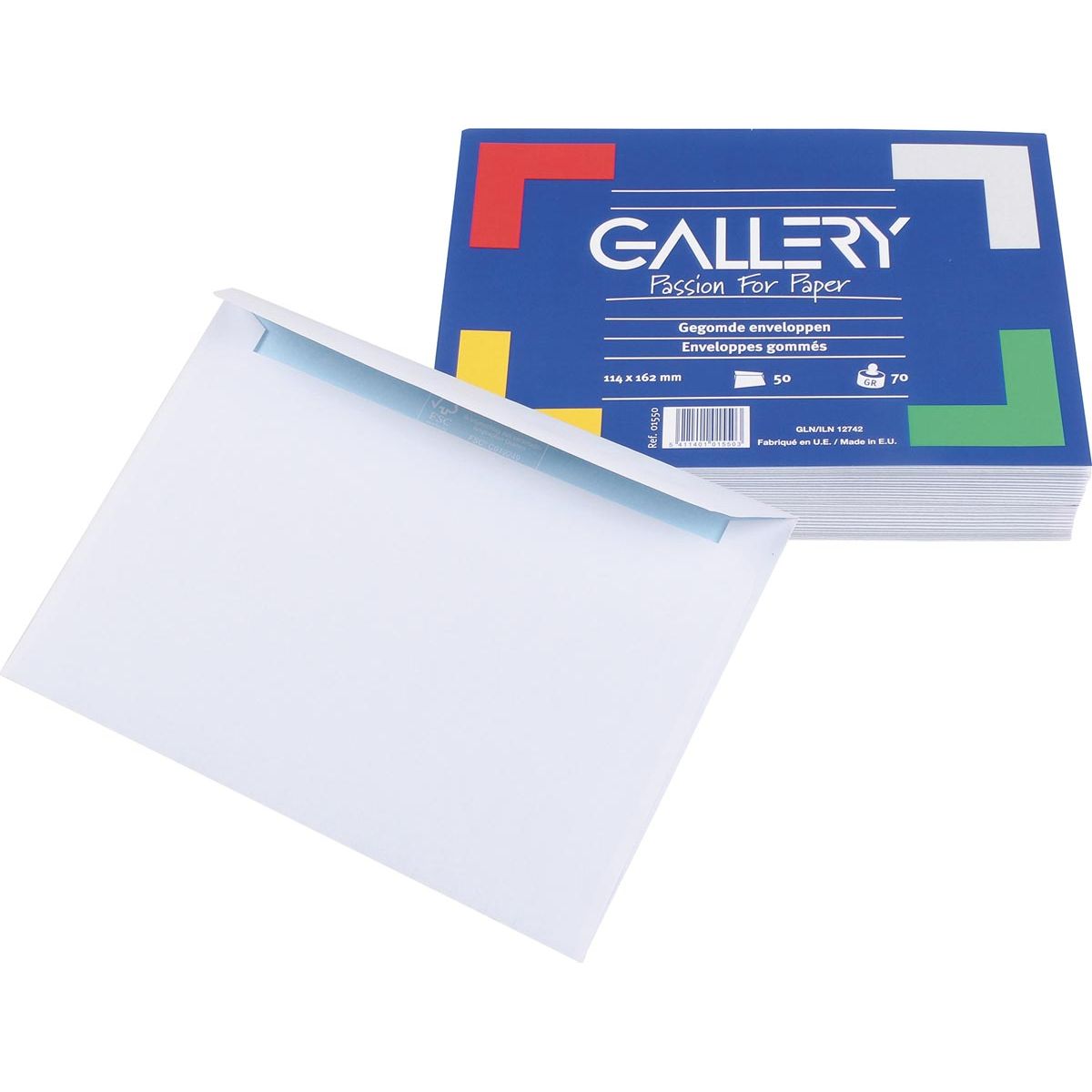 Galerie - enveloppes pi 114 x 162 mm, gommées, paquet de 50