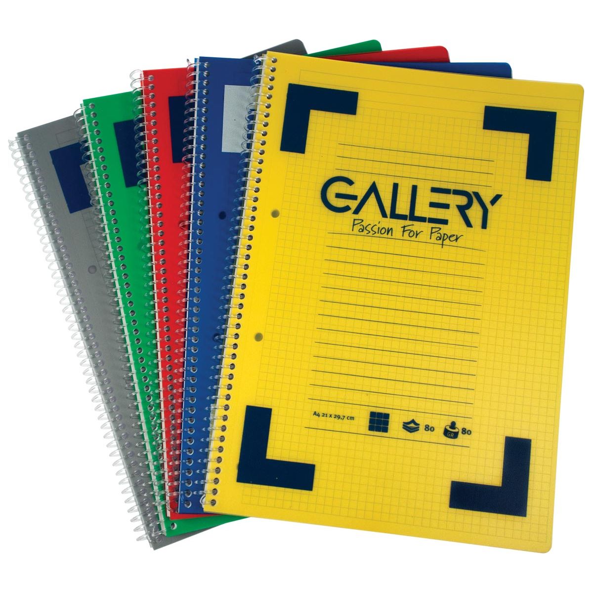 Gallery - Gallery Traditional spiraalschrift ft A4, gelijnd, geassorteerde kleuren, 160 bladzijden