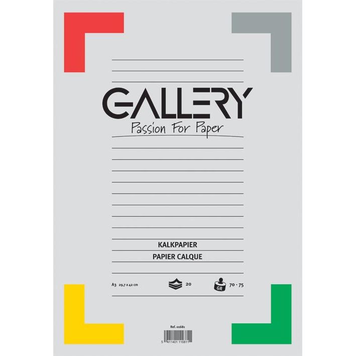 Gallery -   kalkpapier, ft 29,7 x 42 cm (A3), blok van 20 vel