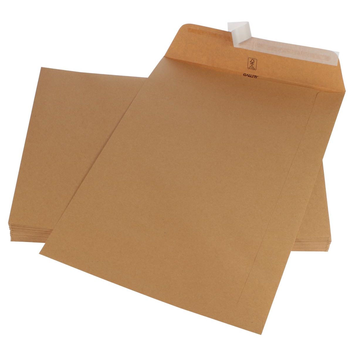 Gallery - enveloppes pi 250 x 353 mm, fermeture à bande, kraft marron, boîte de 250 pièces