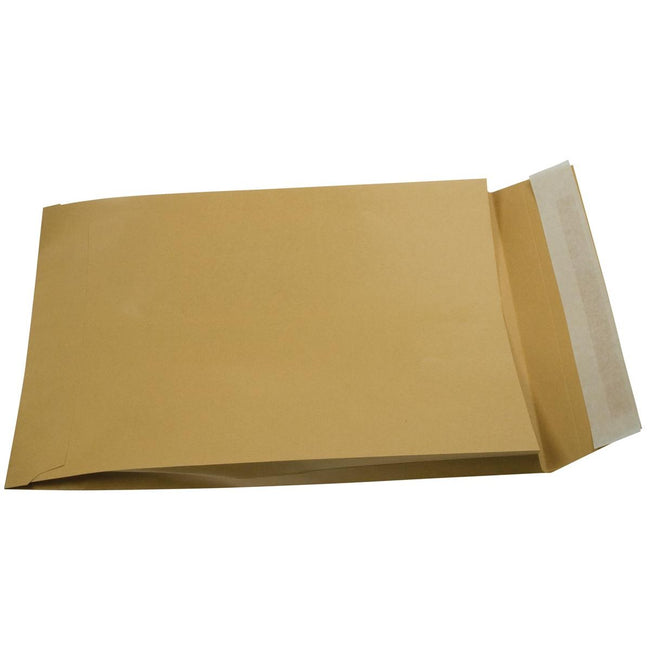 Galerie - enveloppes à soufflet pi 250 x 350 x 40 mm, fermeture à bande, kraft marron, boîte de 250 pièces