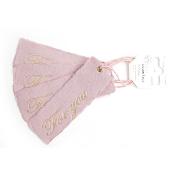 Klika -  For You papertag 3,7 x 12cm roze 4 stuks
