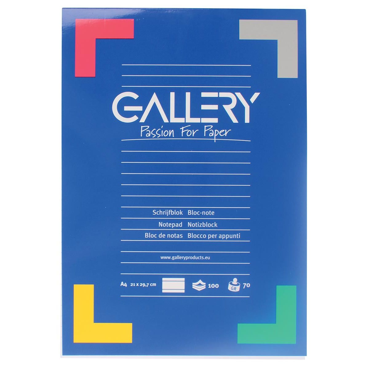 Gallery -   schrijfblok, ft A4, gelijnd, 100 vel