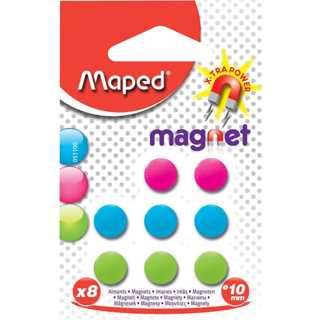Maped Office - aimants, 10 mm, couleurs assorties, blister de 8 pièces