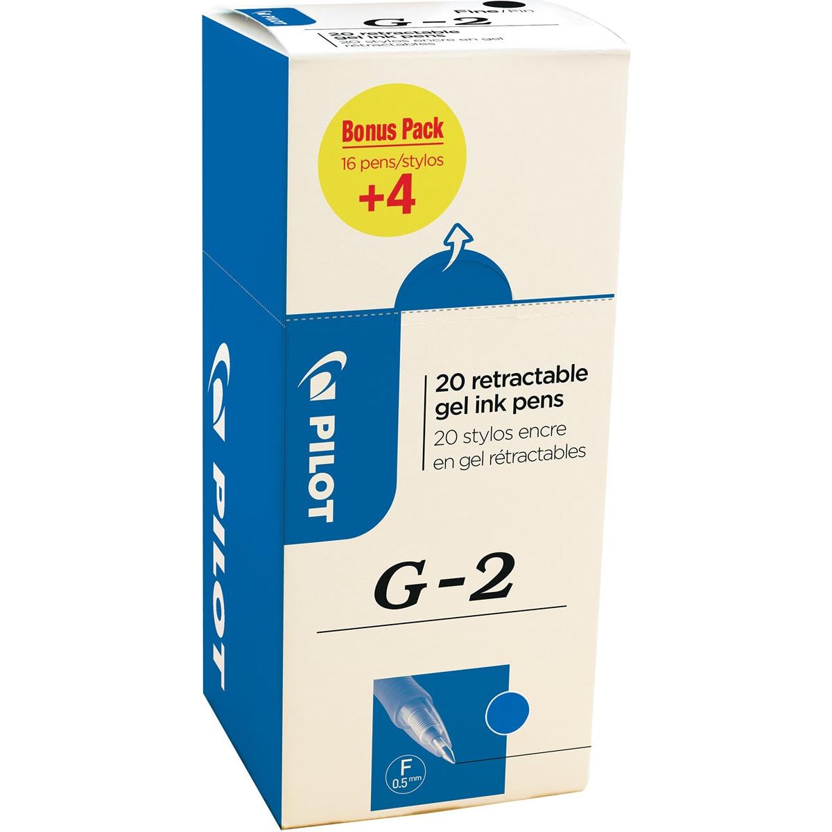 Pilote - Gelroller G -2 Fine, bleu, pack de valeur avec 16 + 4 pièces